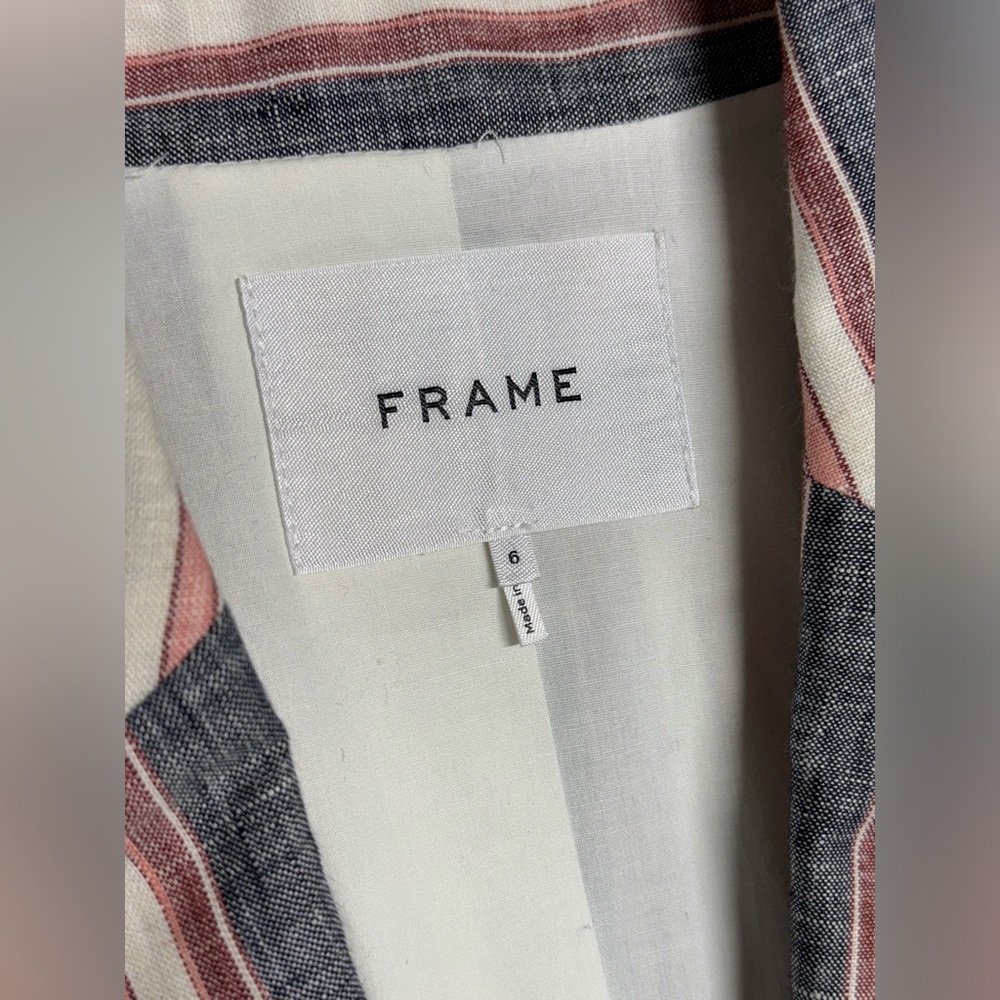 FRAME - The Linen Femme Blazer in Pastel Striped - Picture 3 of 10